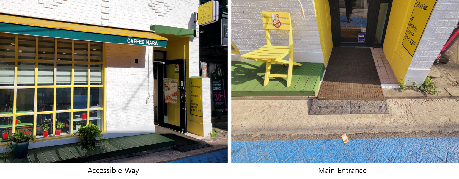 Left: Coffee Nara Accessible Way, Right: Coffee Nara Main Entrance